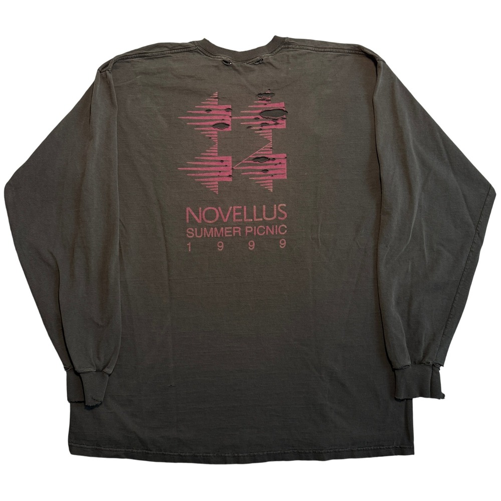 Vintage 1999 Novellus Systems Distressed Long Sleeve Shirt Faded Black XXL